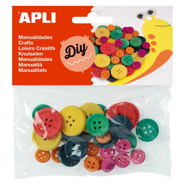 Apli Kids Wooden Buttons A Pack Of 30pcs - Assorted