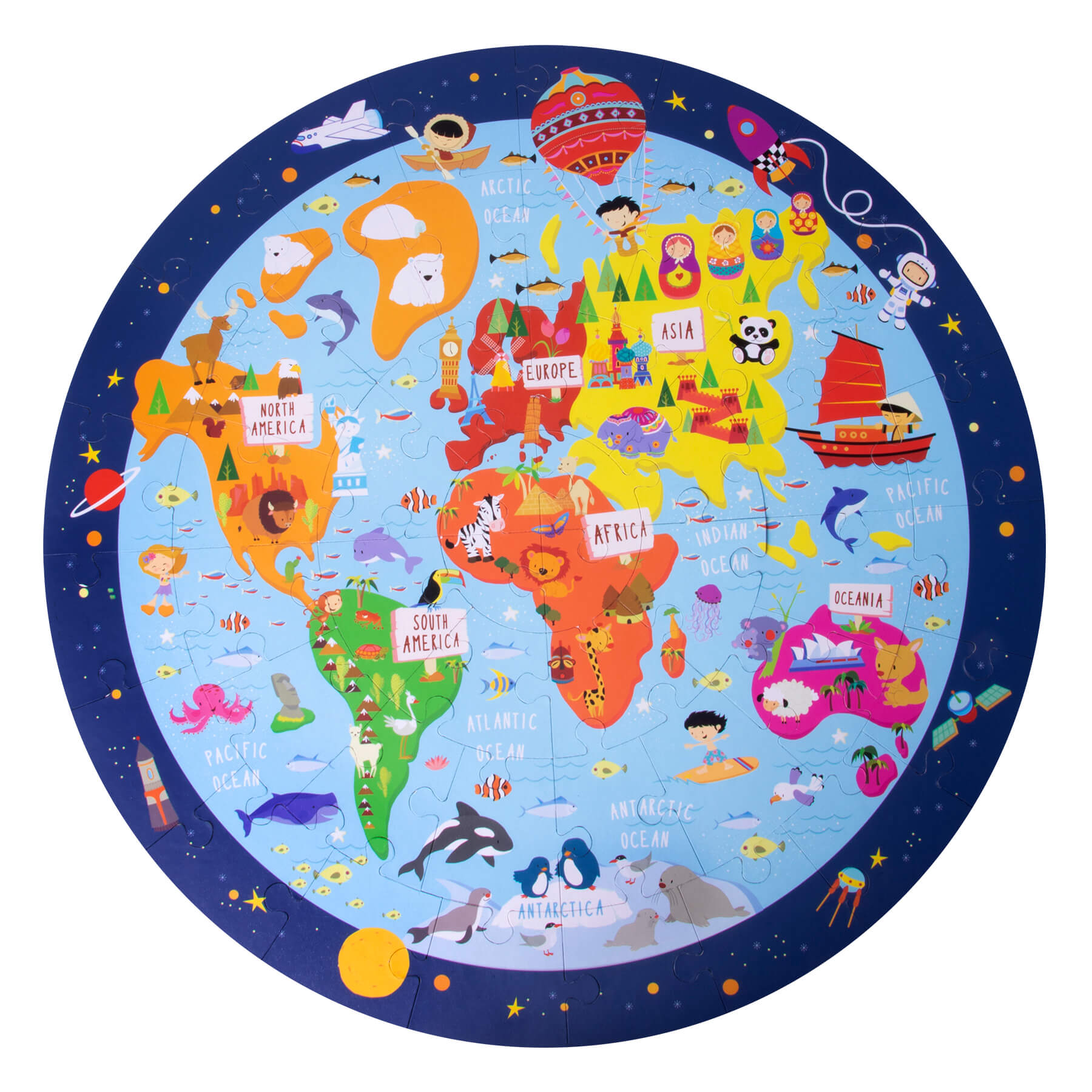 Apli Kids Circular Puzzle x 48pcs - World Map +5y