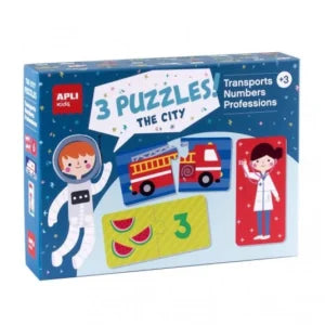 Apli Kids 3 Games - Puzzles + Domino + Memory - The City