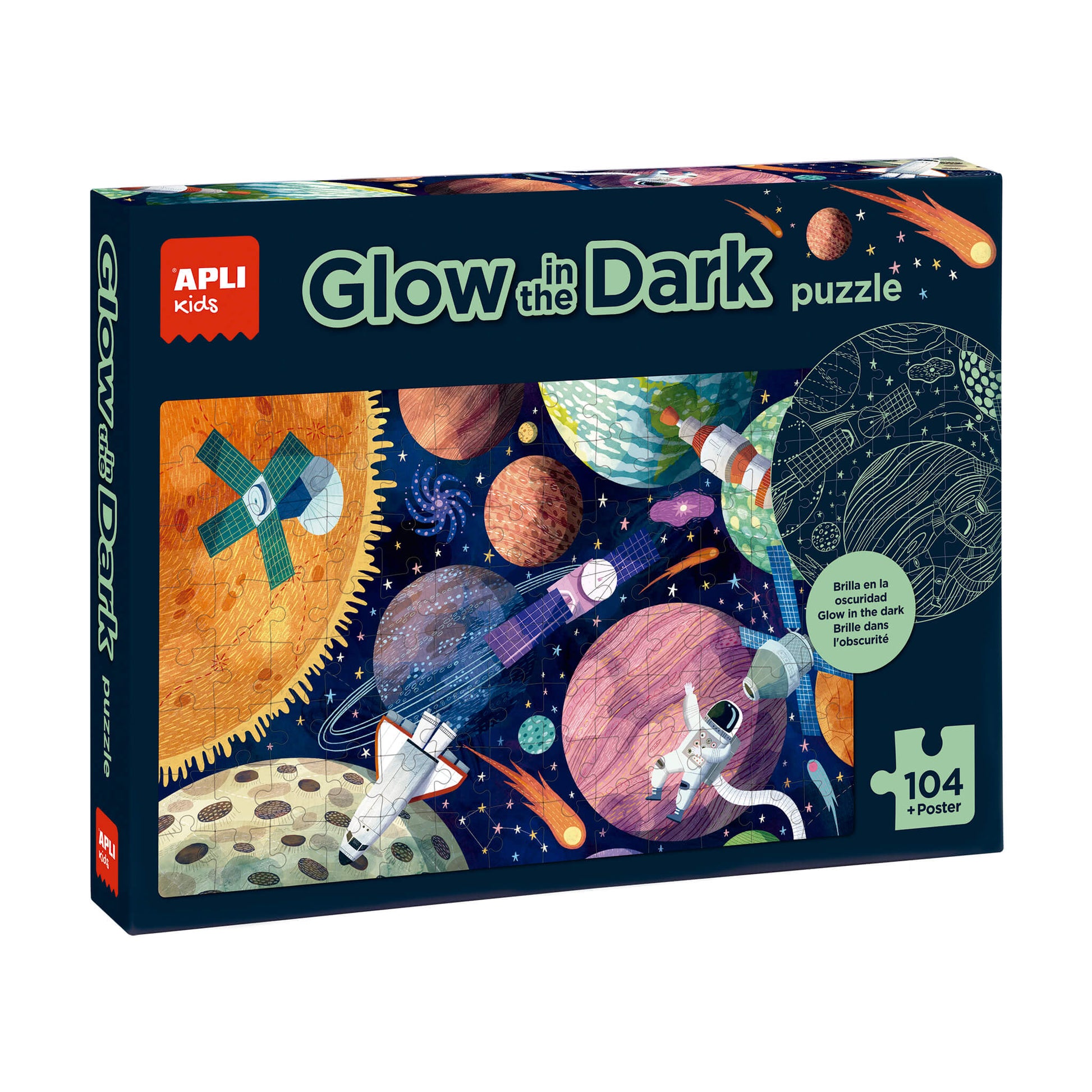 Apli Kids Glow In The Dark Puzzle x 104pcs - Solar System +5y