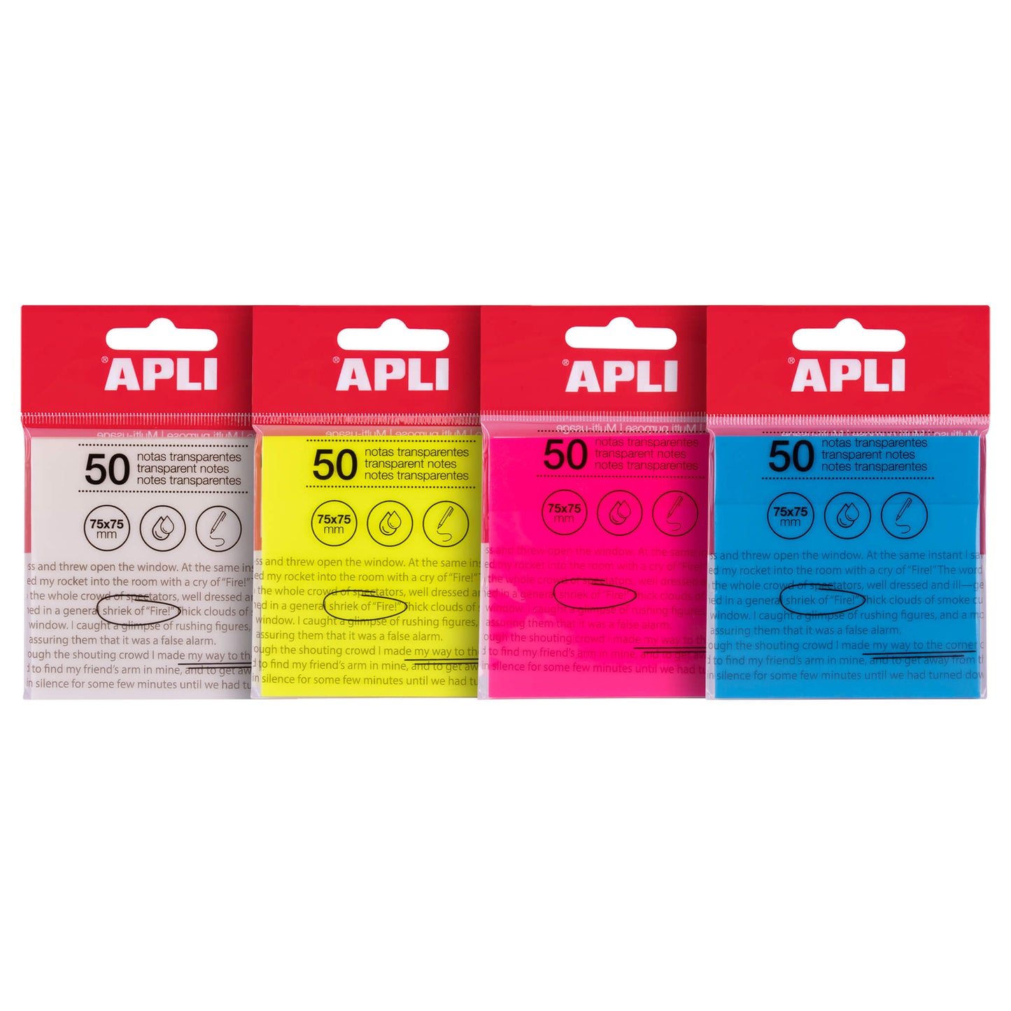 Apli Transparent Sticky Notes 75 x 75mm A Pack Of 50 Sheets - White