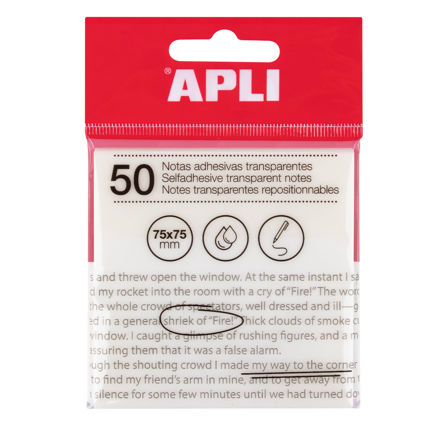 Apli Transparent Sticky Notes 75 x 75mm A Pack Of 50 Sheets - White