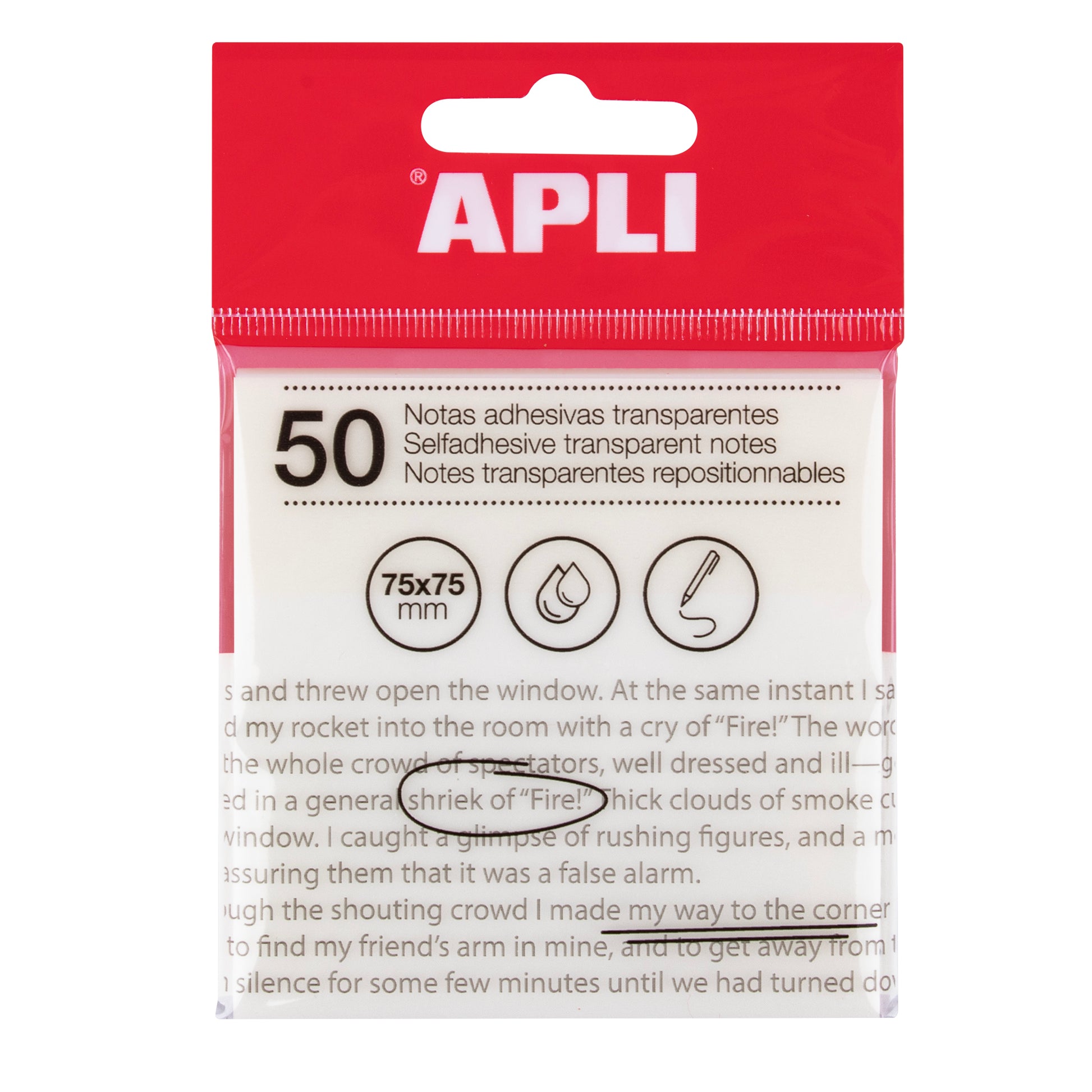 Apli Transparent Sticky Notes 75 x 75mm A Pack Of 50 Sheets - White