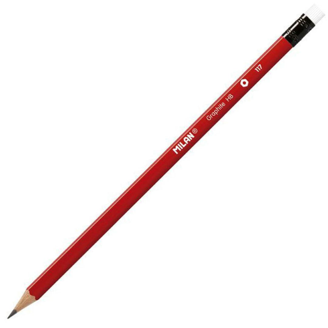 Milan Graphite Pencil & Eraser HB Red