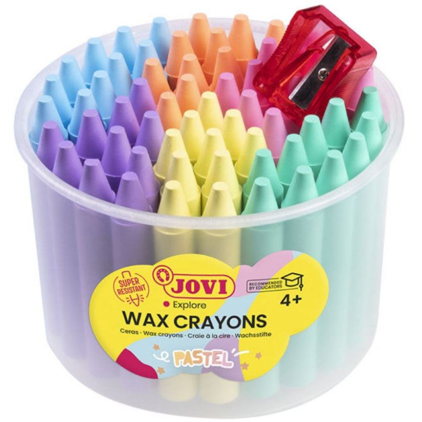Jovi - Explore - Jumbo Wax Crayons A Set Of 60pcs + Sharpener - Pastel