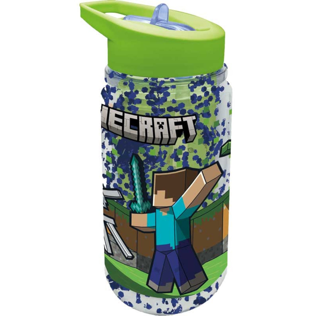 Water Bottle Double Wall With Glitter 330ml - Minecraft