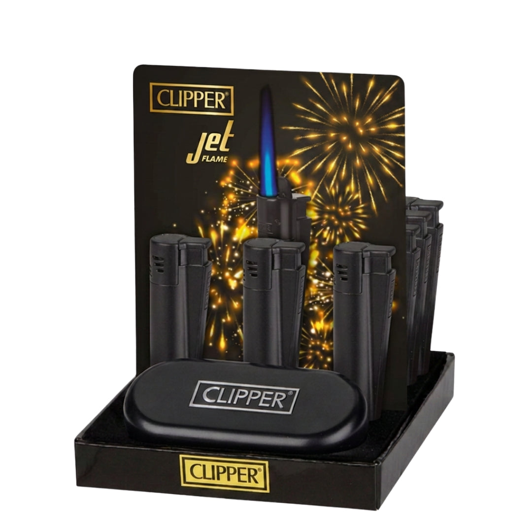 Clipper Metal Jet Flame Lighter - Black x 1pc Assortment