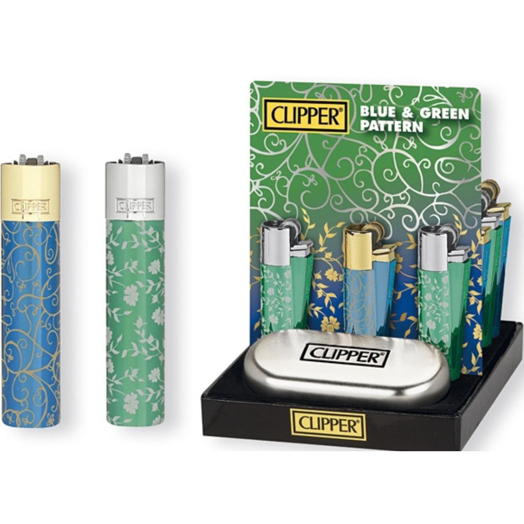 Clipper Lighter Blue & Green Pattern x 1pc Assortment