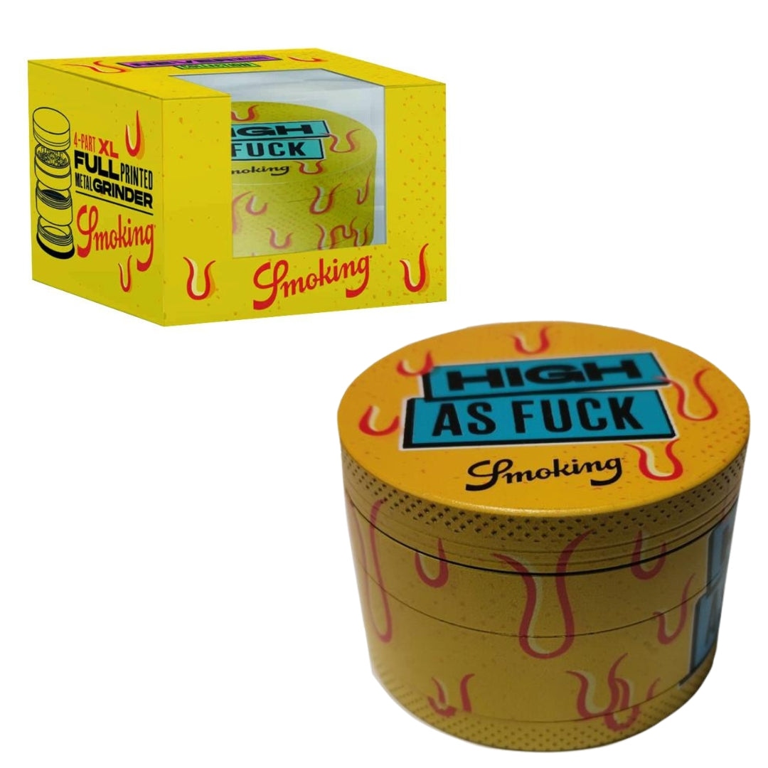 4-Part XL Full Printed Metal Grinder - High As Fuck