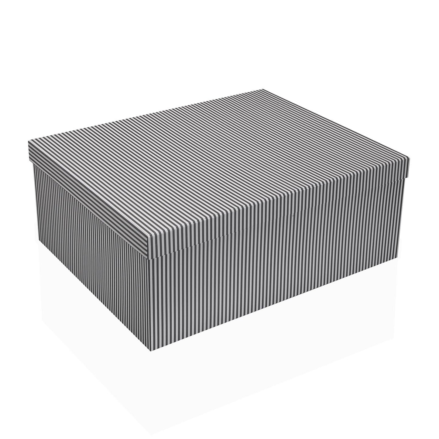 Gift Box - Grey Stripes - 14 x 34.5 x 26.5cm