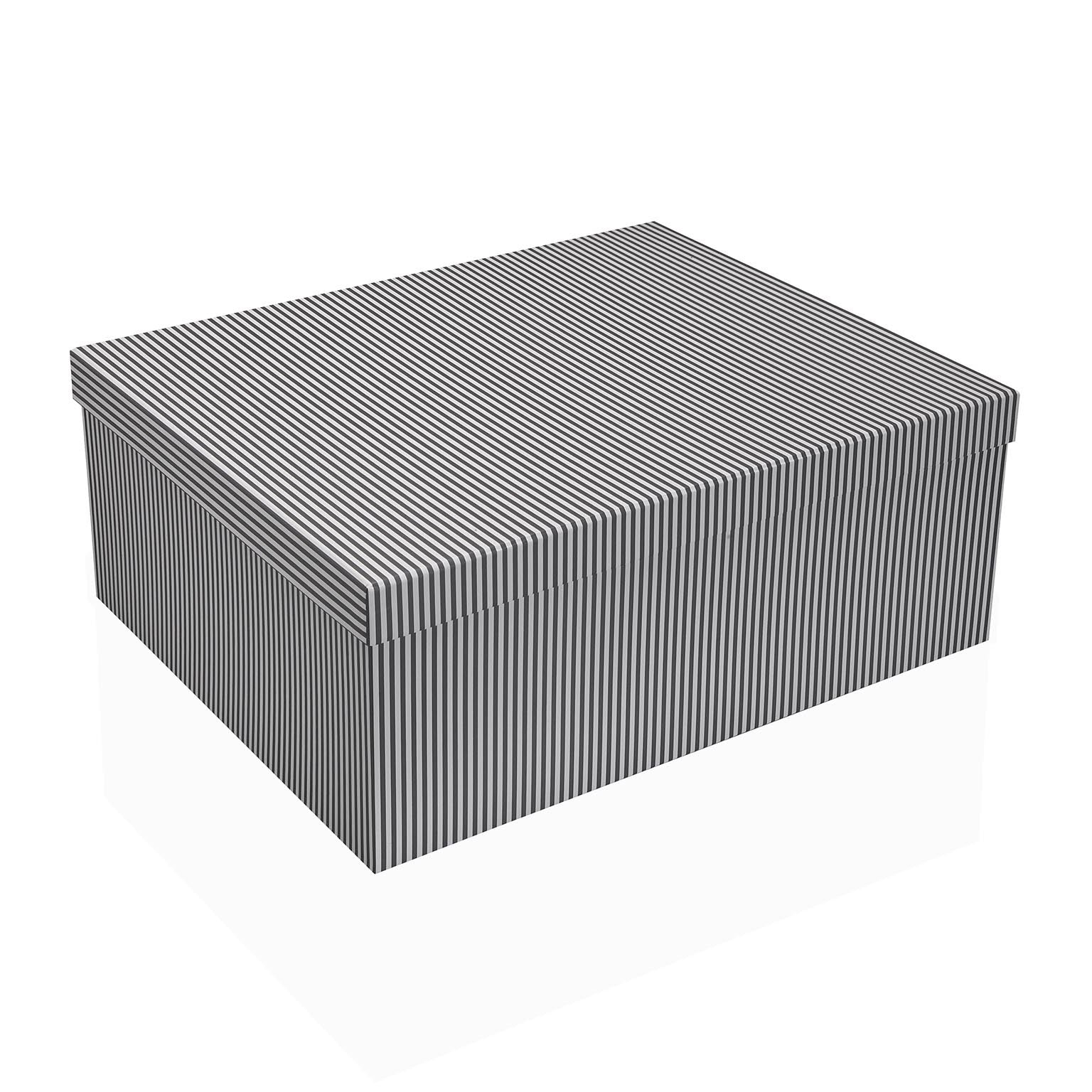 Gift Box - Grey Stripes - 14 x 34.5 x 26.5cm