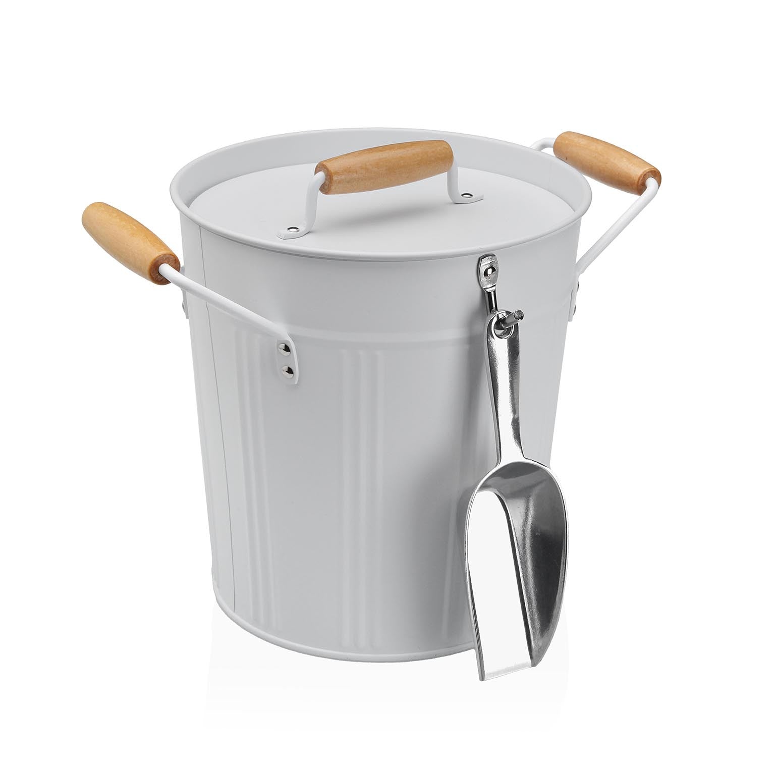 Ice Bucket With Lid & Spoon 20cm - White