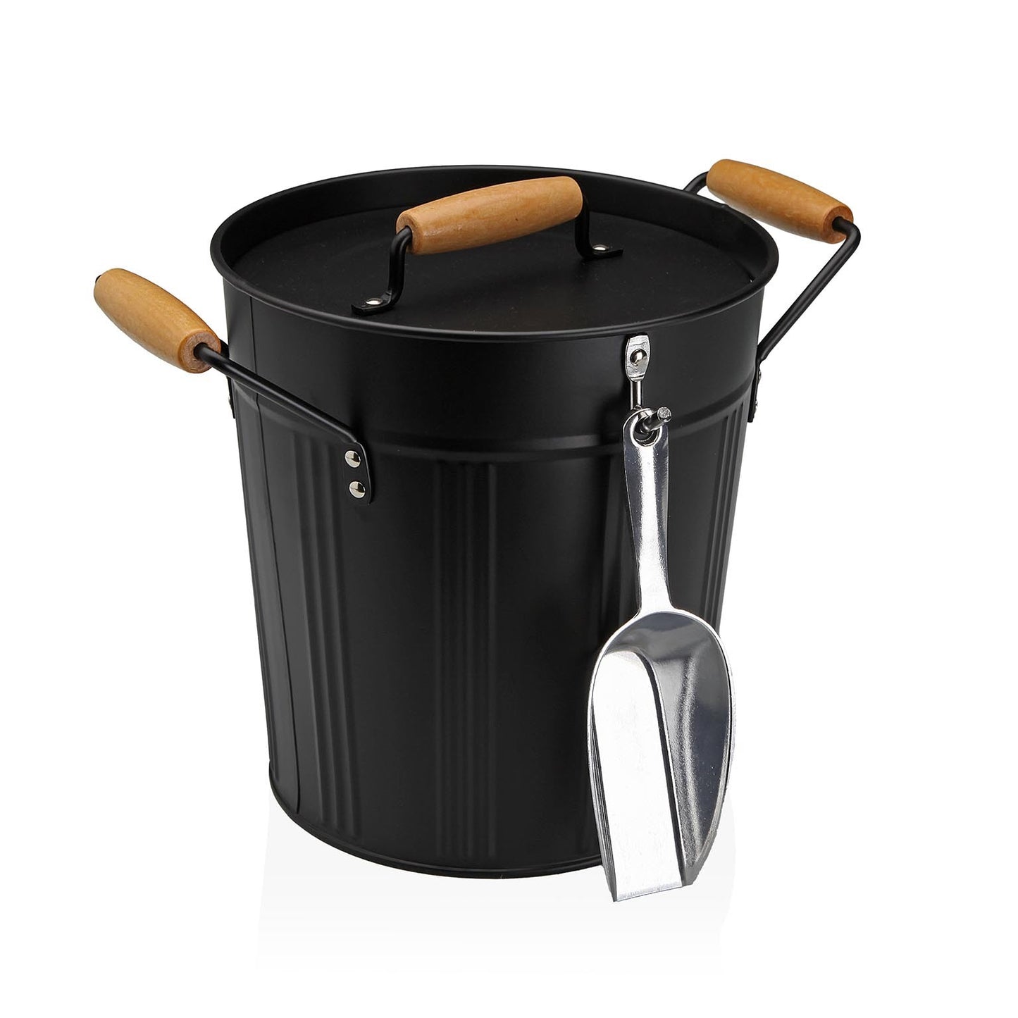 Ice Bucket With Lid & Spoon 20cm - Black