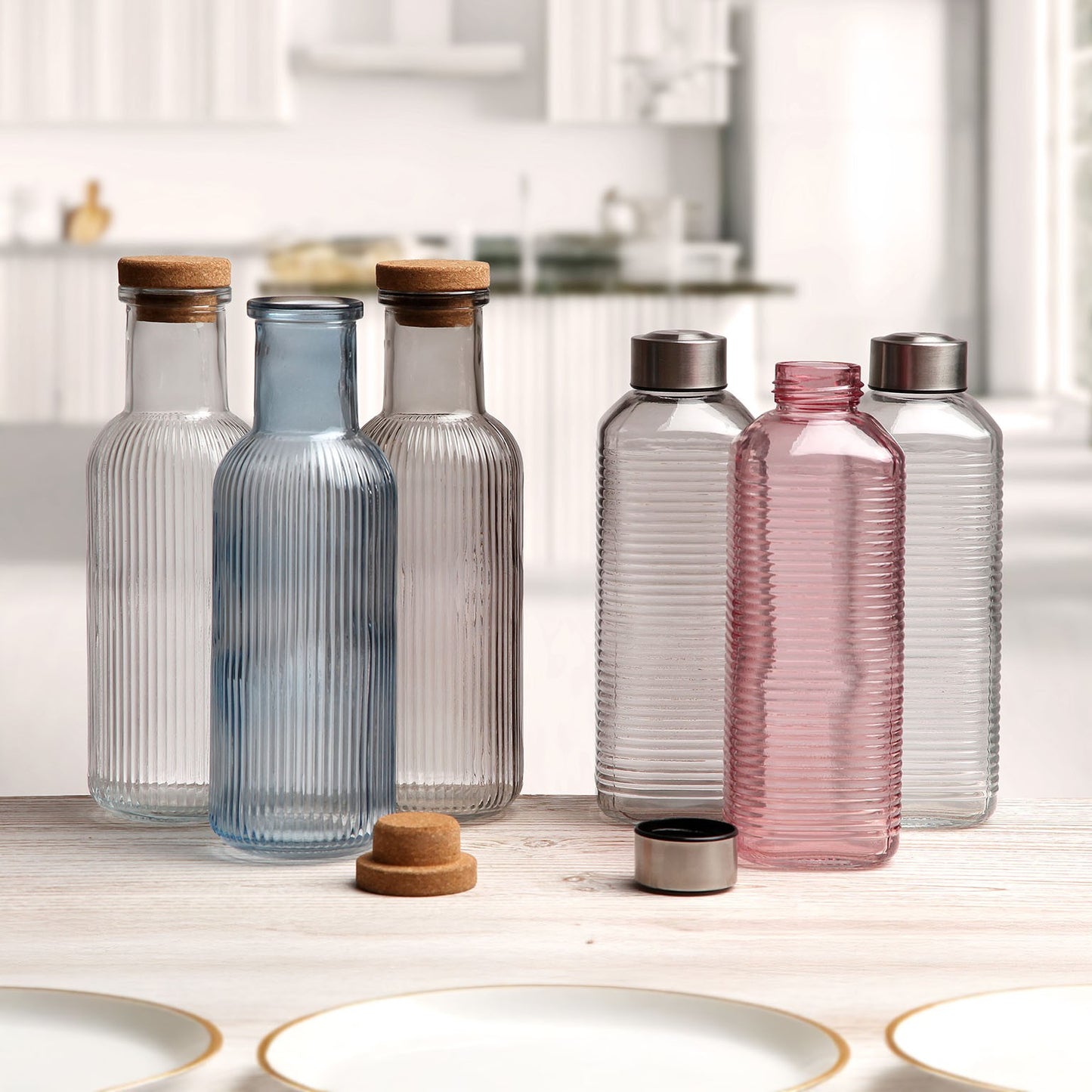 Glass Bottle 1L - Pink