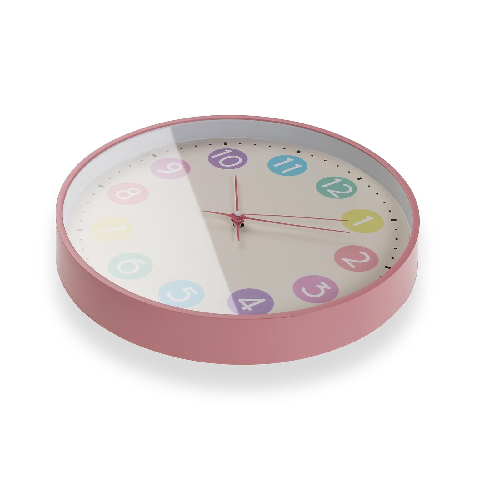 Silent Multicolour Wall Clock 30cm - Pink