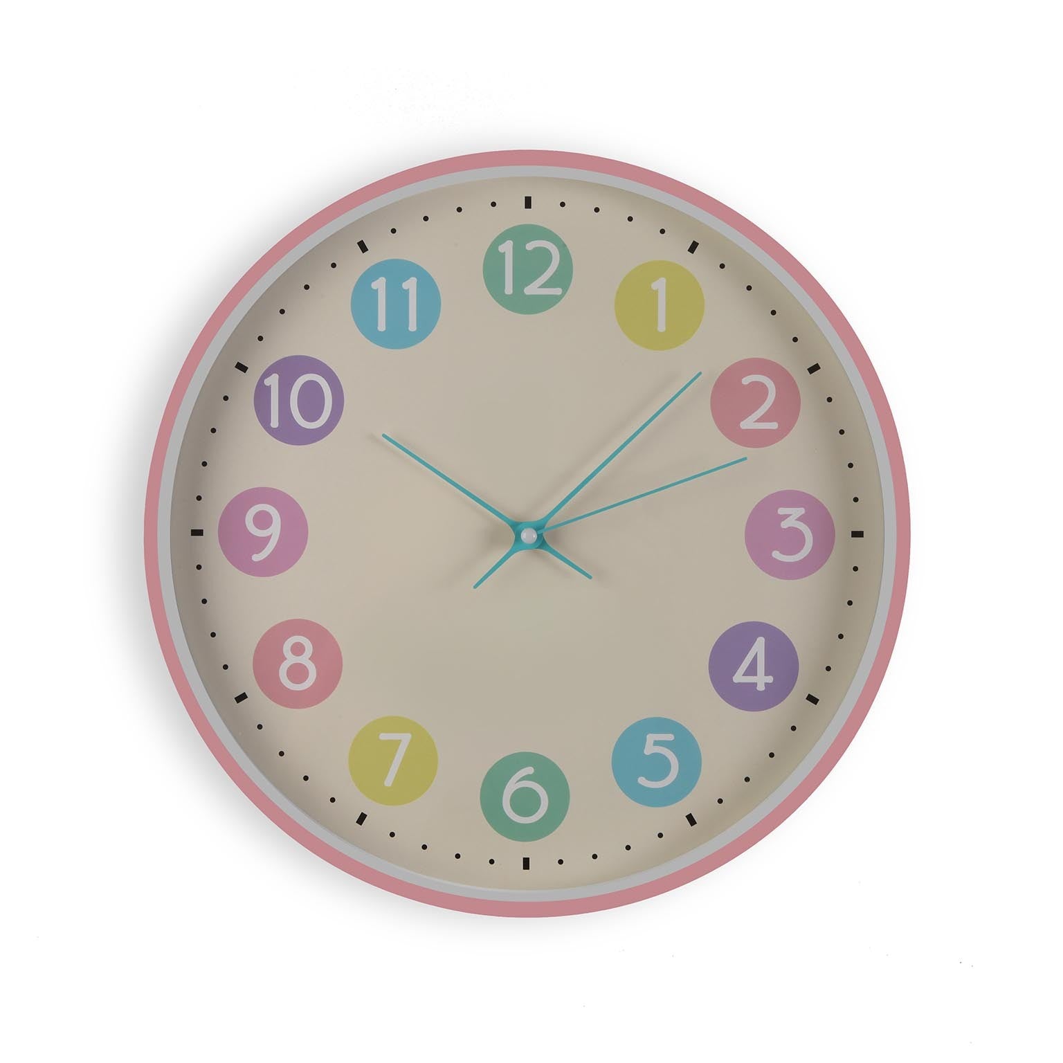 Silent Multicolour Wall Clock 30cm - Pink