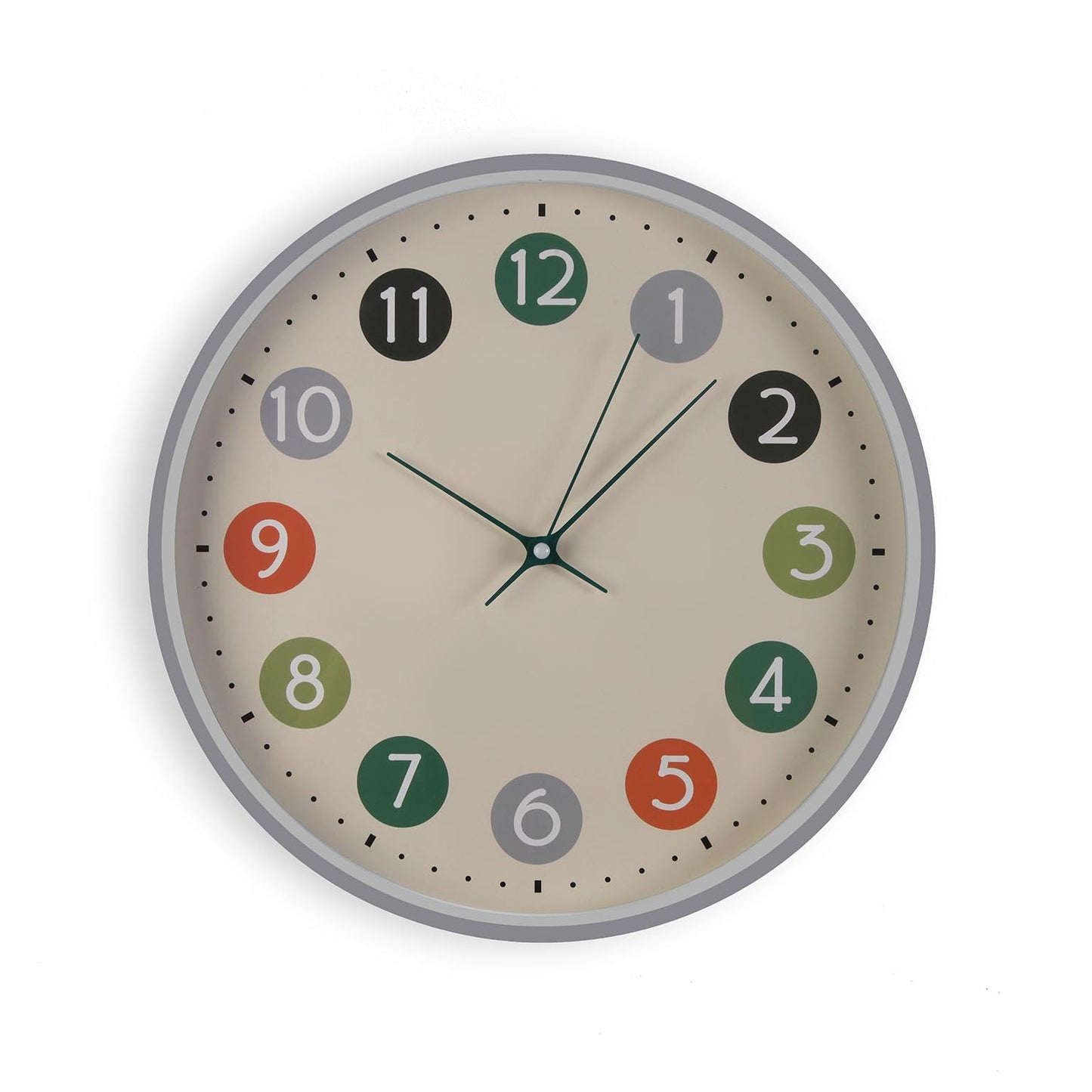 Silent Multicolour Wall Clock 30cm - Grey