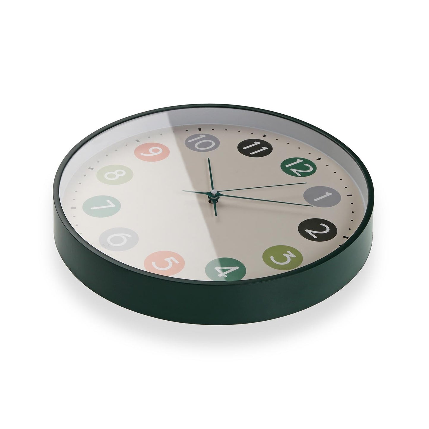 Silent Multicolour Wall Clock 30cm - Green