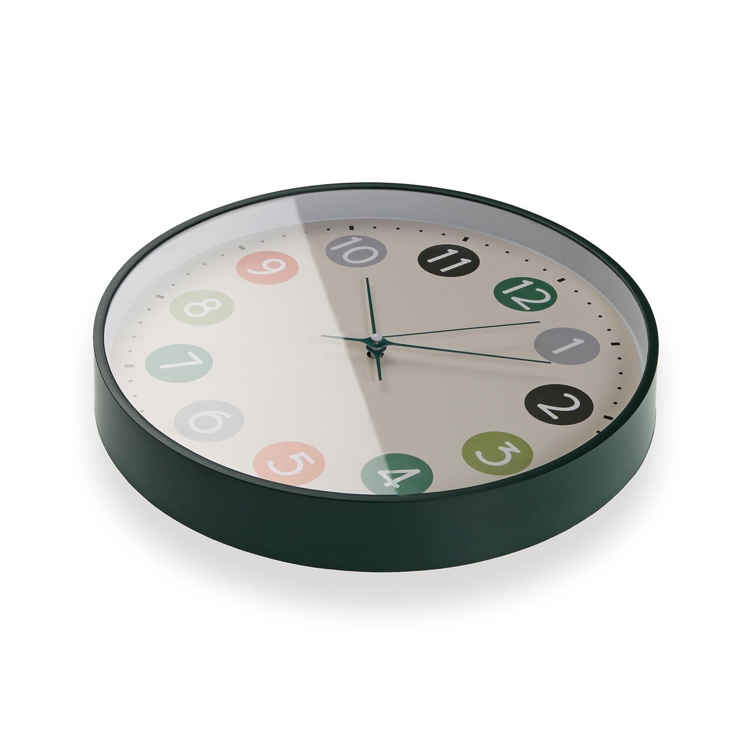 Silent Multicolour Wall Clock 30cm - Green