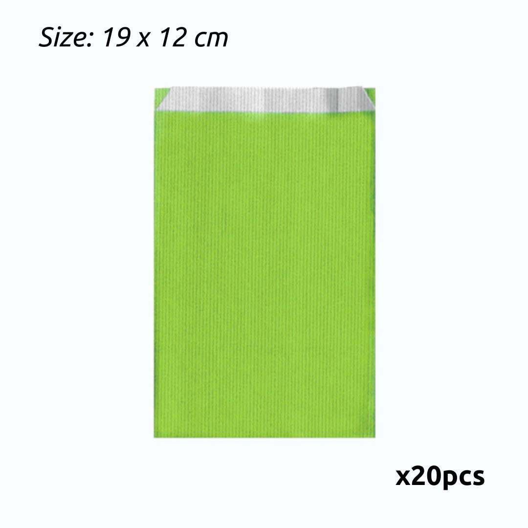 Lime Green Kraft Bags x20 - 19x12 cm