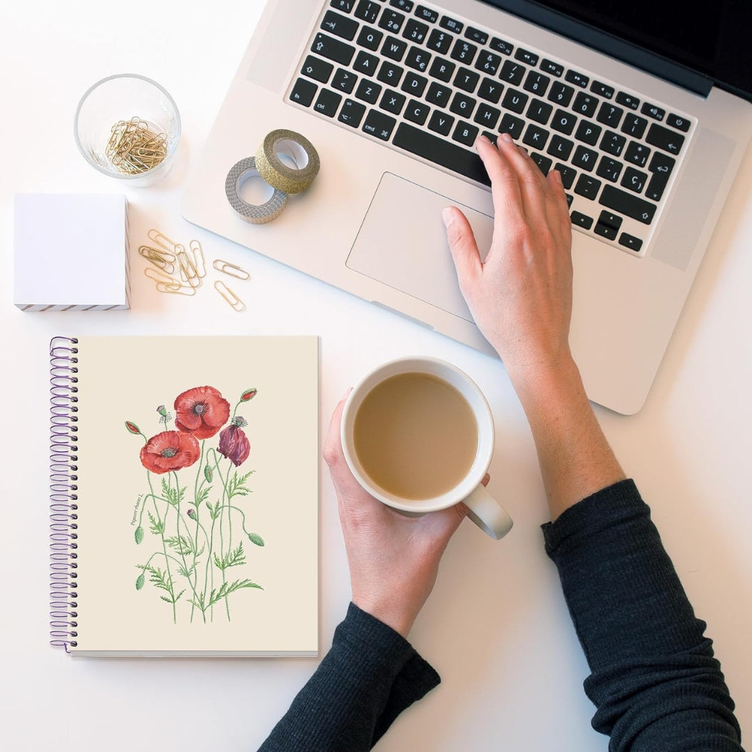 A5 Miquelrius - Side-Spiral Lined Notebook 90gsm 80 Sheets - Poppy