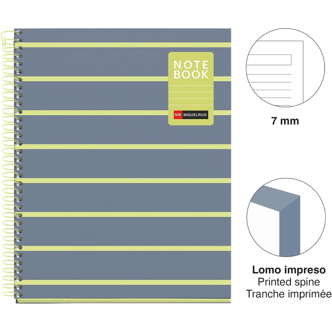 A5 Miquelrius - Side-Spiral Lined Notebook 90gsm 80 Sheets - Lemon