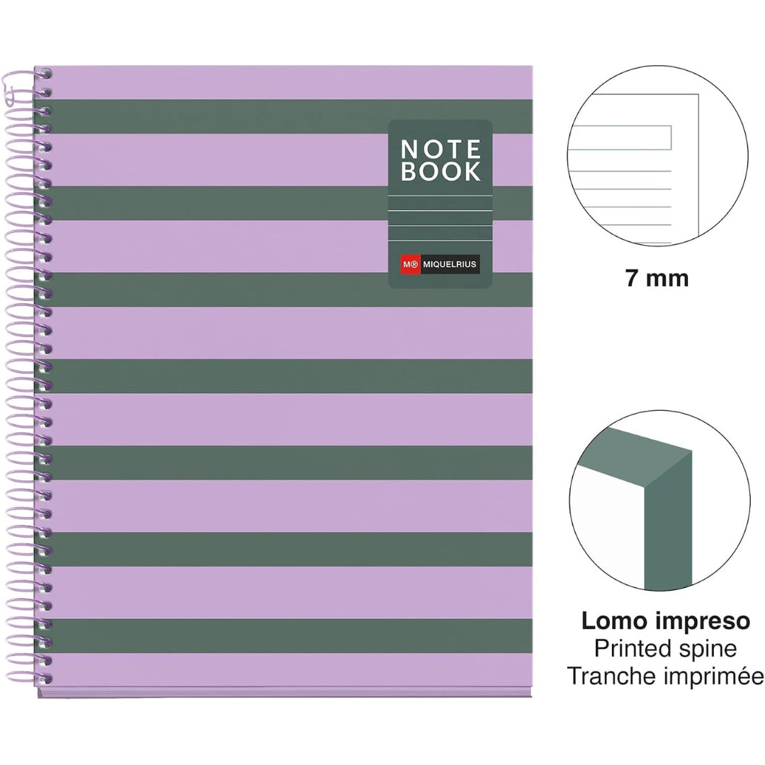 A5 Miquelrius - Side-Spiral Lined Notebook 90gsm 80 Sheets - Cendre