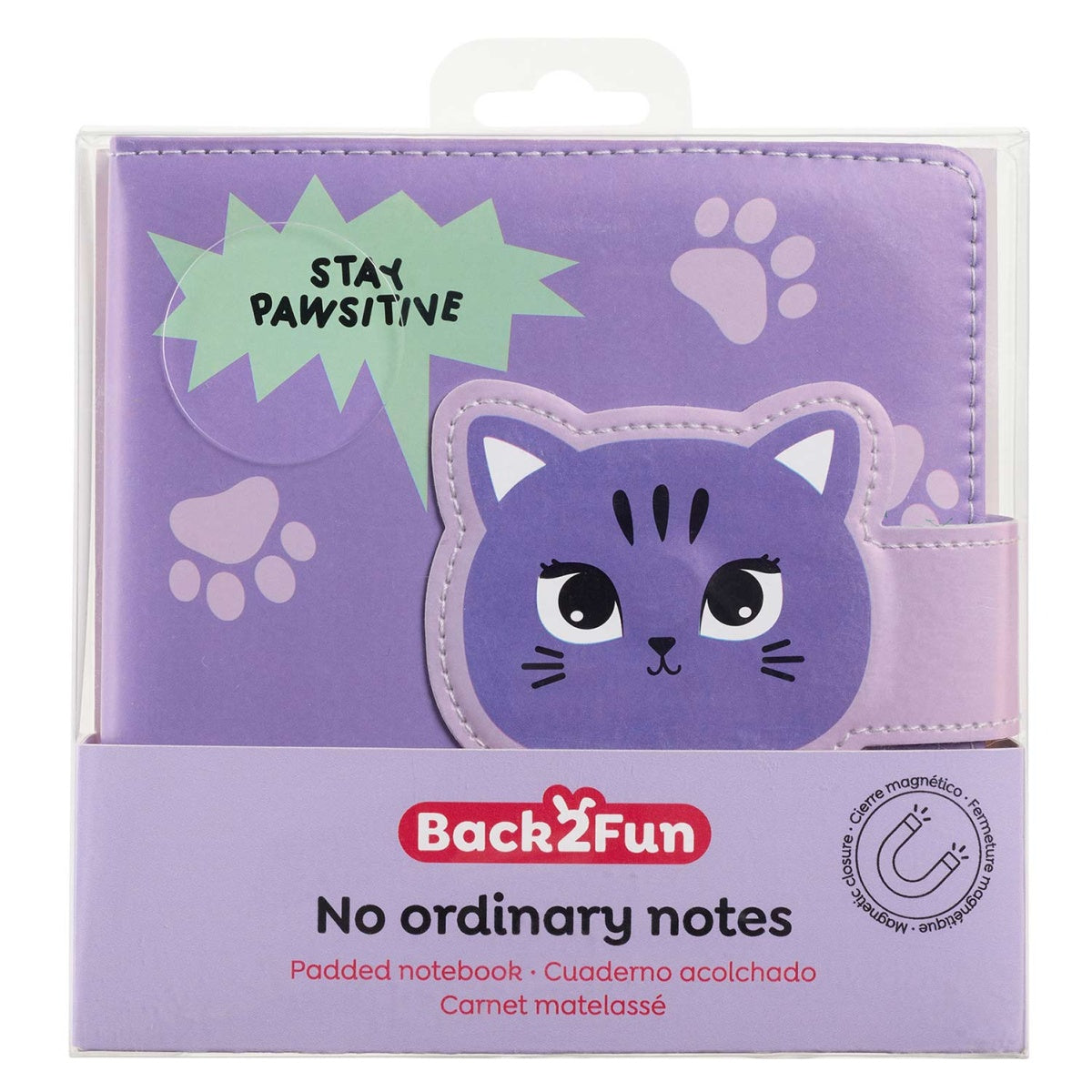 Back2Fun - No Ordinary Notes - Padded Plain Notebook - Stay Pawsitive