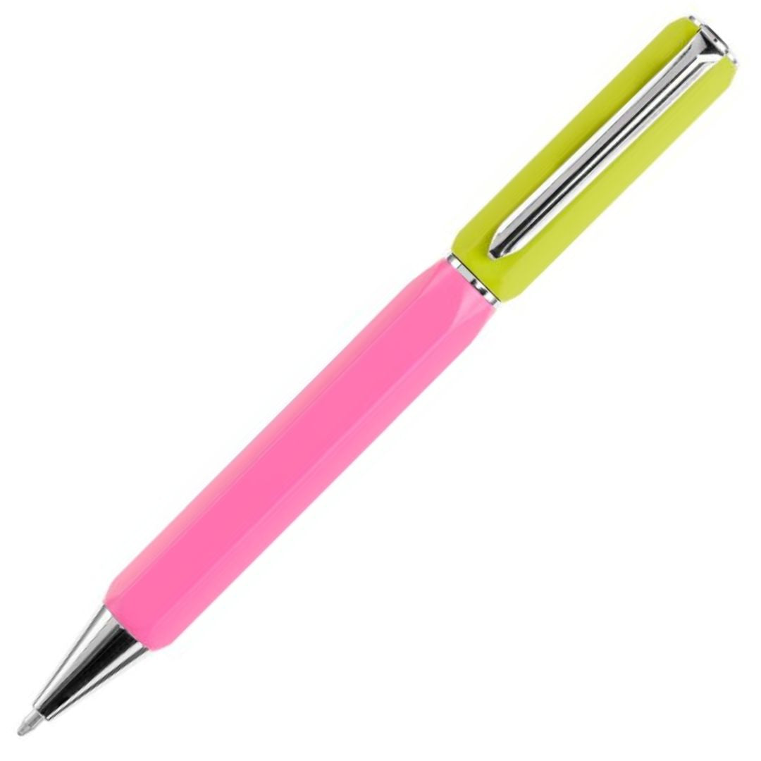 Miquelrius Bright Metal Ballpoint Pen 0.5mm Blue Ink - Pink/Yellow