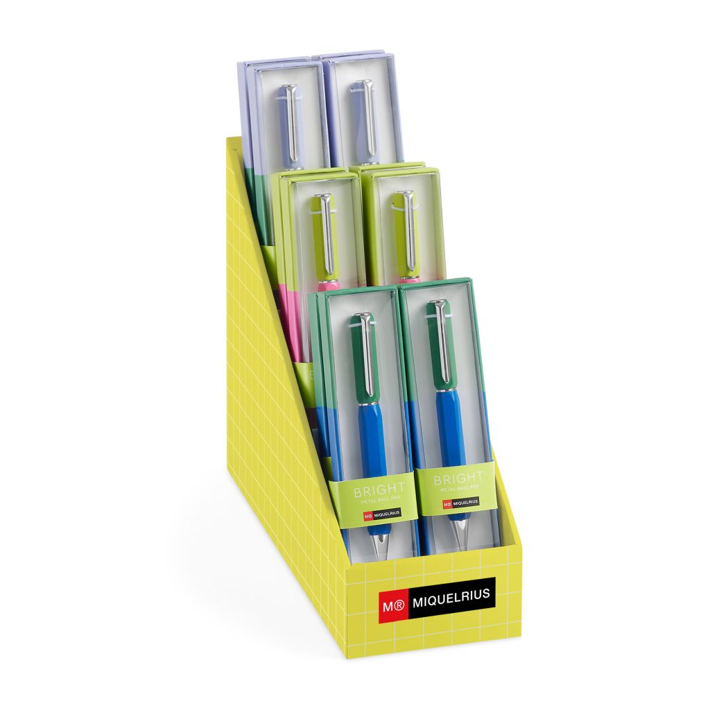 Miquelrius Bright Metal Ballpoint Pen 0.5mm Blue Ink - Pink/Yellow