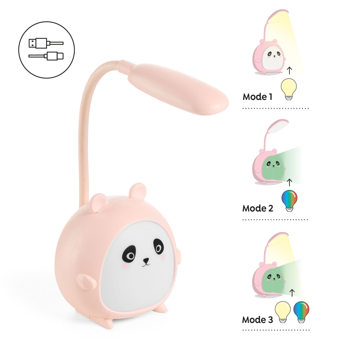 Back2Fun - My Night Panda - Panda Led Lamp - Pink