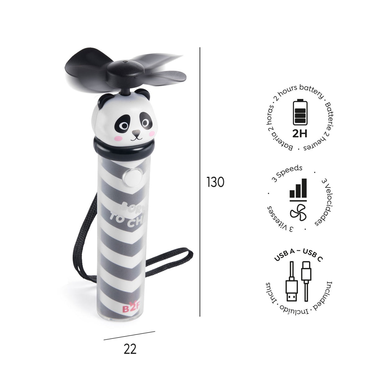 Back2Fun - Fan-Tastic Gang - Portable Mini Fan - Panda