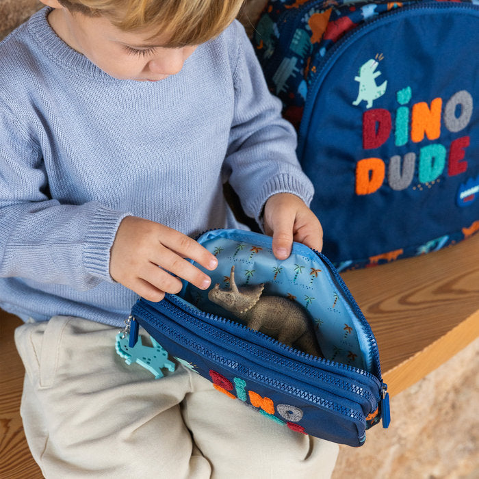 Miquelrius Triple Rectangular Pencil Case 21 x 10.5 x 6cm - Dino Dude