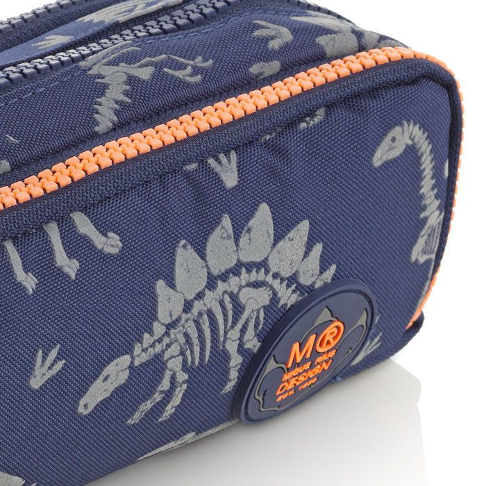 Miquelrius Triple Rectangular Pencil Case 21 x 10.5 x 6cm - Dino World Glow In The Dark