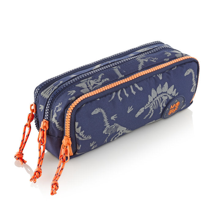 Miquelrius Triple Rectangular Pencil Case 21 x 10.5 x 6cm - Dino World Glow In The Dark