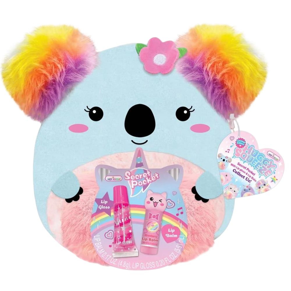 Hot Focus Huggy Squeeze Secret Pocket With Lip Gloss & Lip Balm Koala