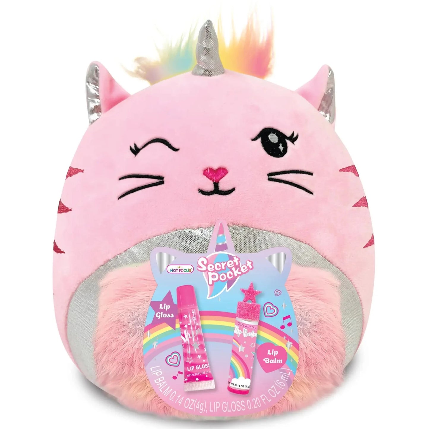 Hot Focus Huggy Squeeze Secret Pocket With Lip Gloss & Lip Balm Cat