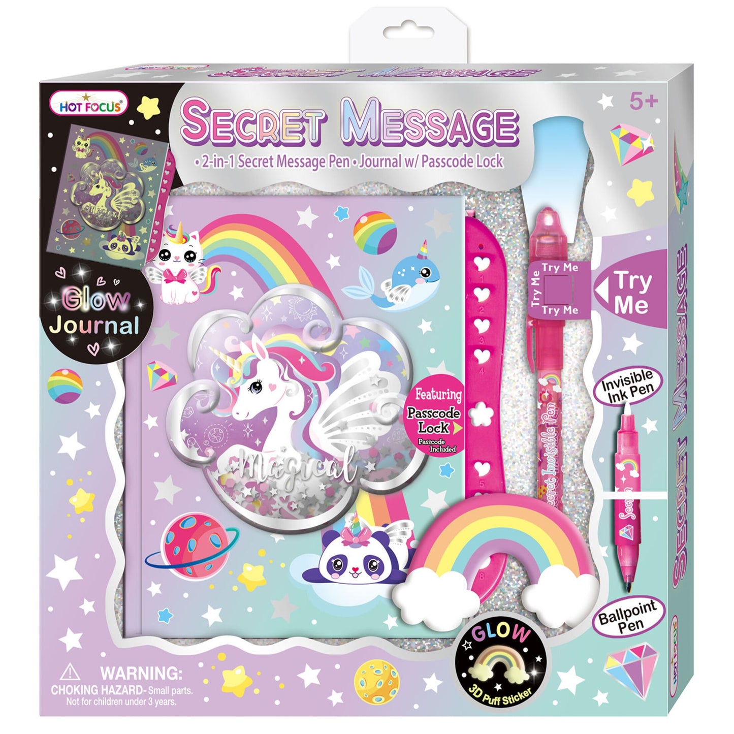 Hot Focus A5 Magical Unicorn Lined Notebook with Padlock + Invisible I