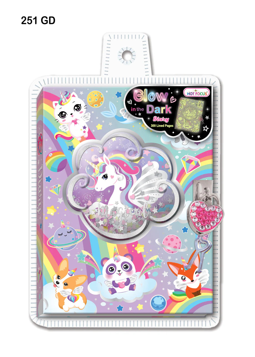Hot Focus Glow In The Dark Secret Diary 300p - Unicorn