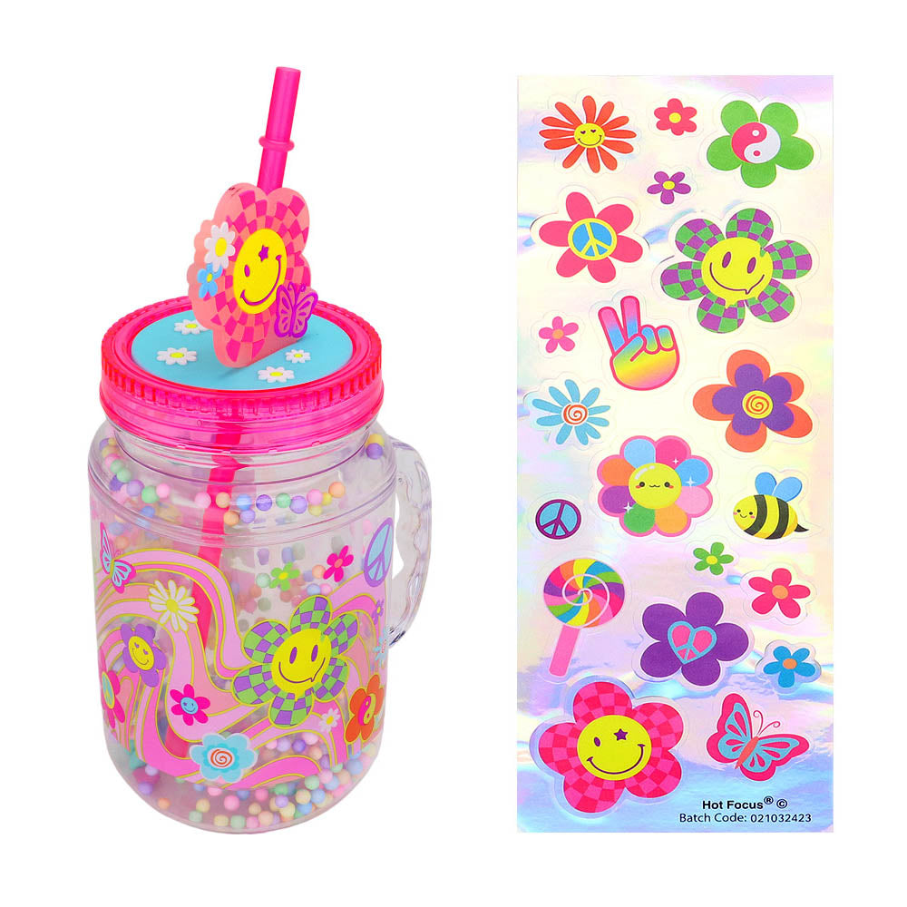 Hot Focus Groovy Flower Mason Jar 570ml