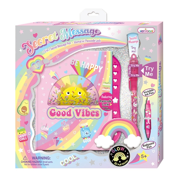 Hot Focus A5 Good Vibes Lined Notebook with Padlock + Invisible Ink Pe