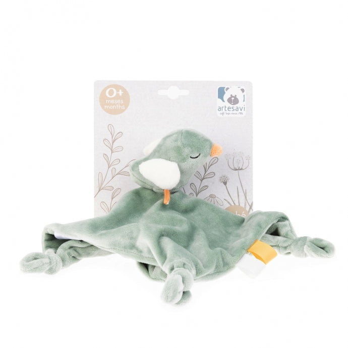 Baby Bird & Blanket Plush 25x25cm, green