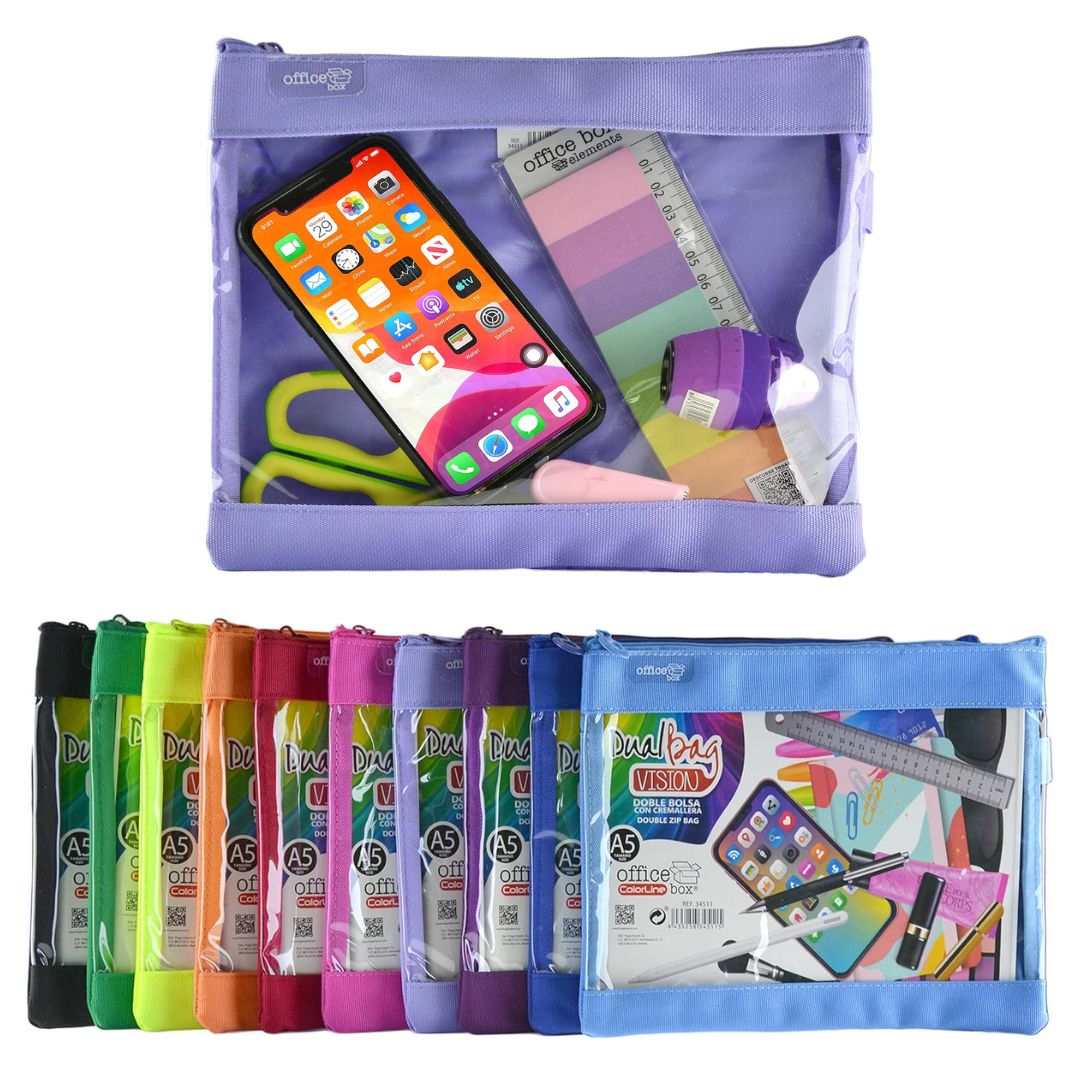 Office Box A5 Dual Vision Pencil Case - Various Colours x1pc