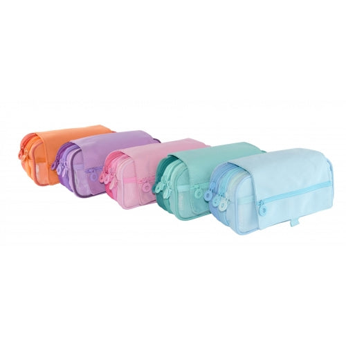 Office Box Pencil Case 3 Zipper - Various Colours x1pc