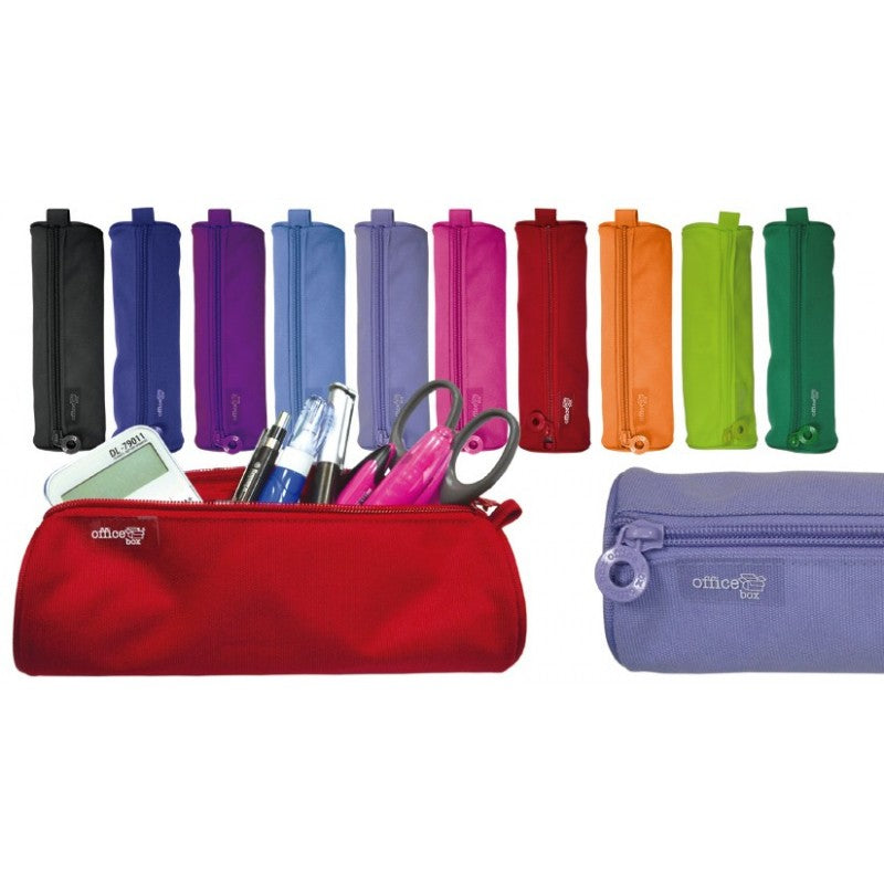 Office Box Round Pencil Case 1 Zipper - Various Colours x1pc