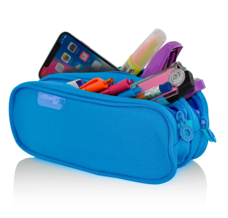 Office Box Pencil Case 2 Zipper - Various Colours x1pc