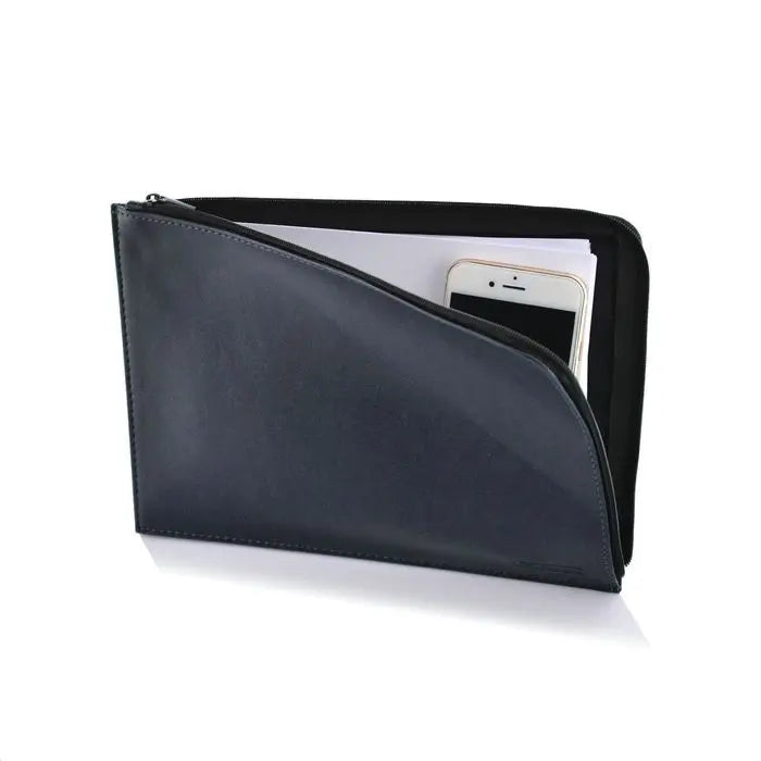 A5 Vegan Leather Zipper Wallet - Black