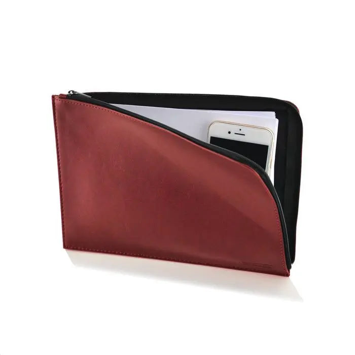 A5 Vegan Leather Zipper Wallet - Red