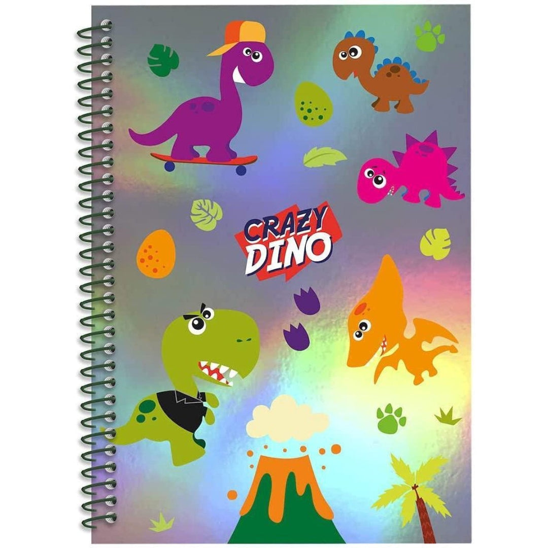 A5 Side-Spiral Lined Notebook - Crazy Dino