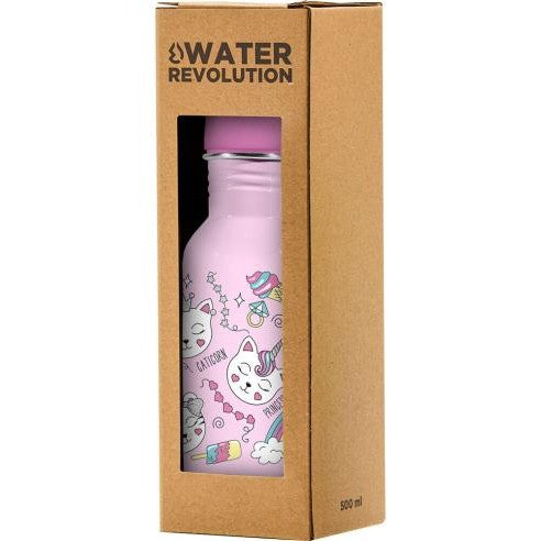 Water Revolution Kids Stainless Steel Bottle 500ml Cats CR0428